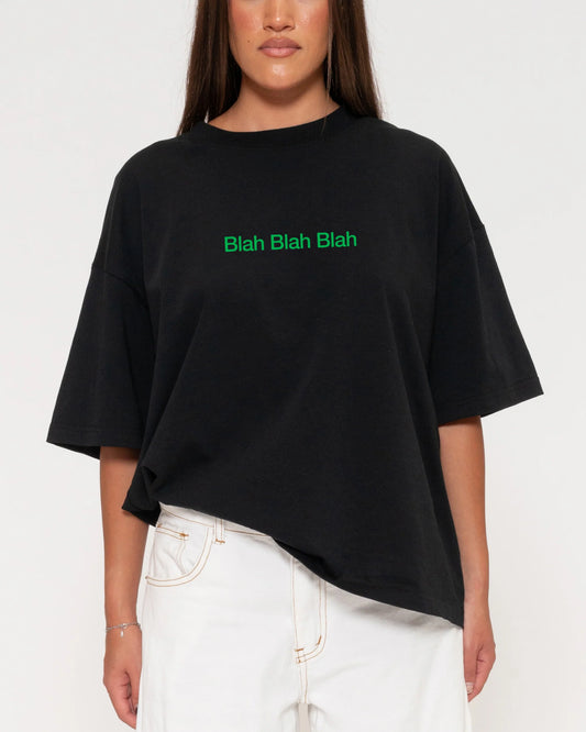 Blah Blah Blah Boxy Crop Tee – Oversized Cotton Graphic Tee