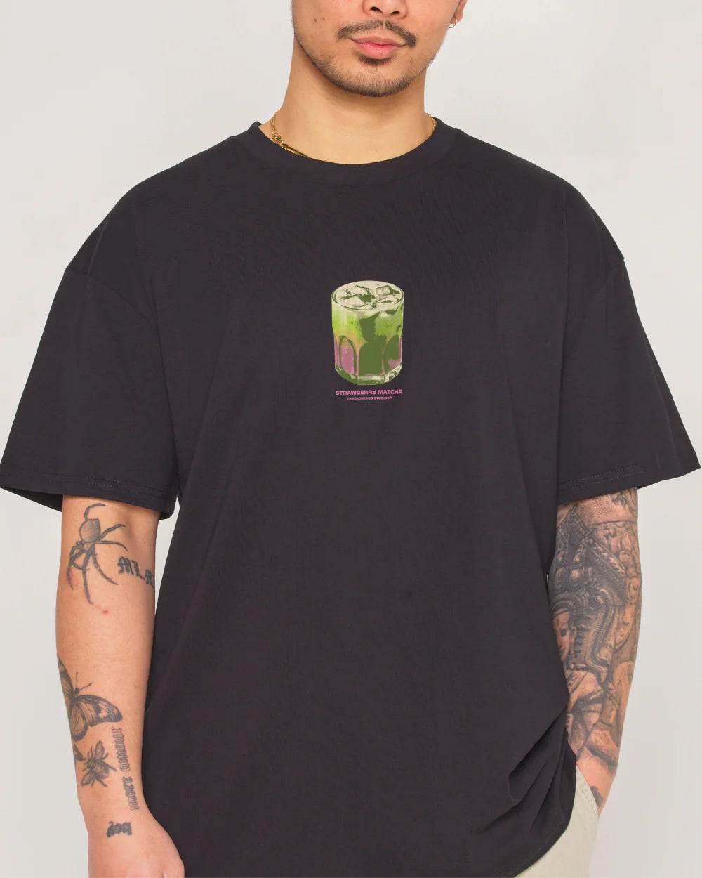 Strawberry Matcha Graphic Tee – detail of graphic print