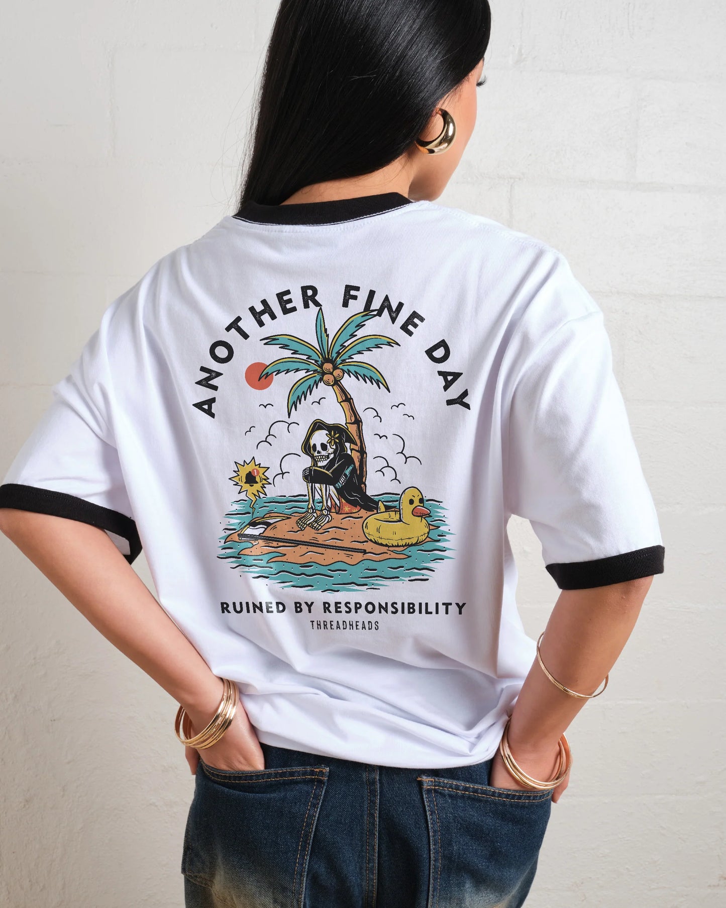 Another Fine Day T-Shirt – detail of graphic print