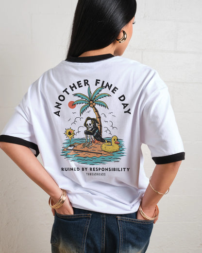Another Fine Day T-Shirt – detail of graphic print