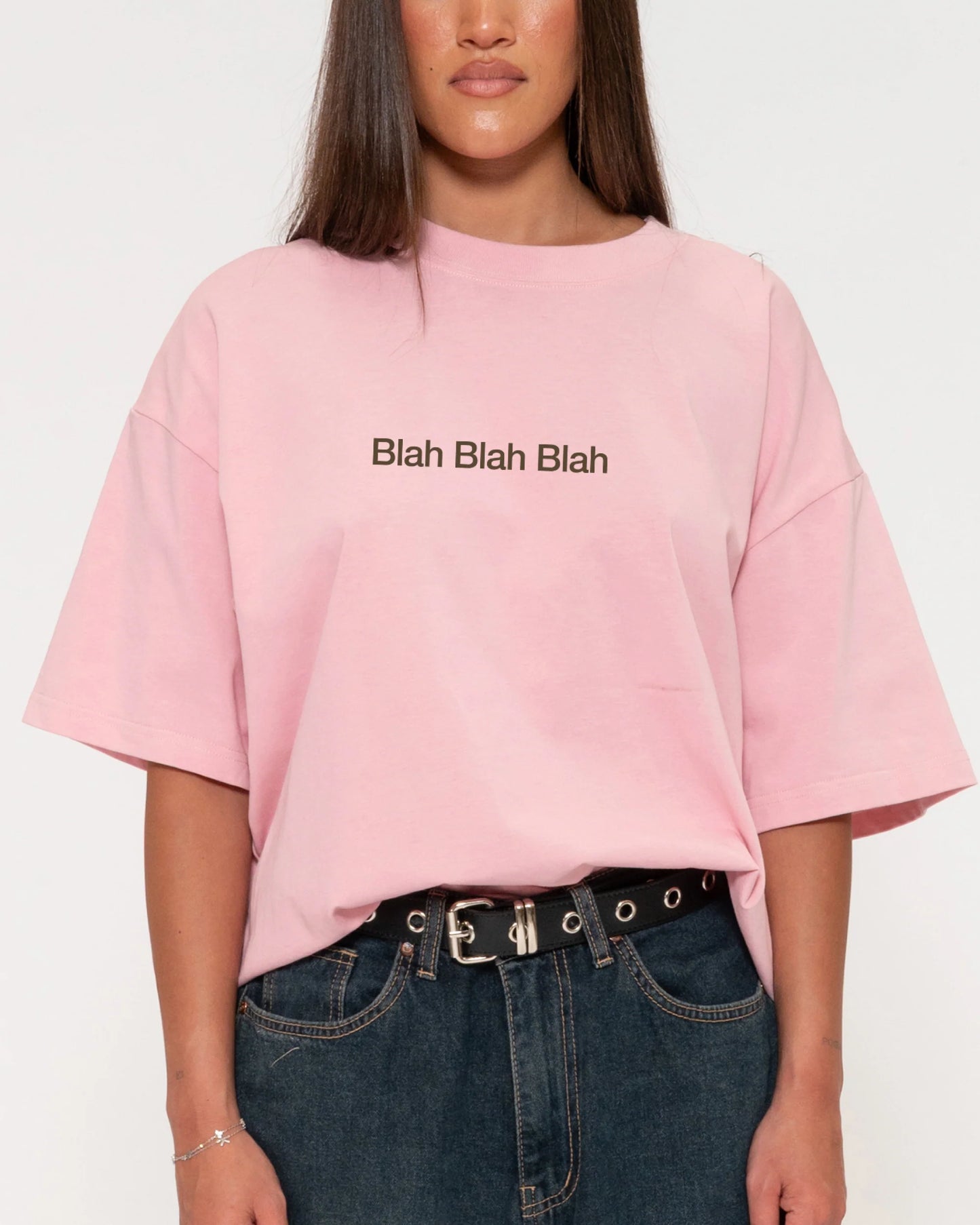 Blah Blah Blah Boxy Crop Tee – oversized cotton graphic crop top