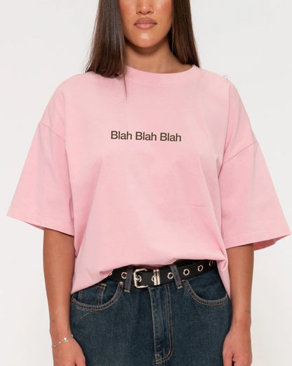 Blah Blah Blah Boxy Crop Tee – oversized cotton graphic crop top