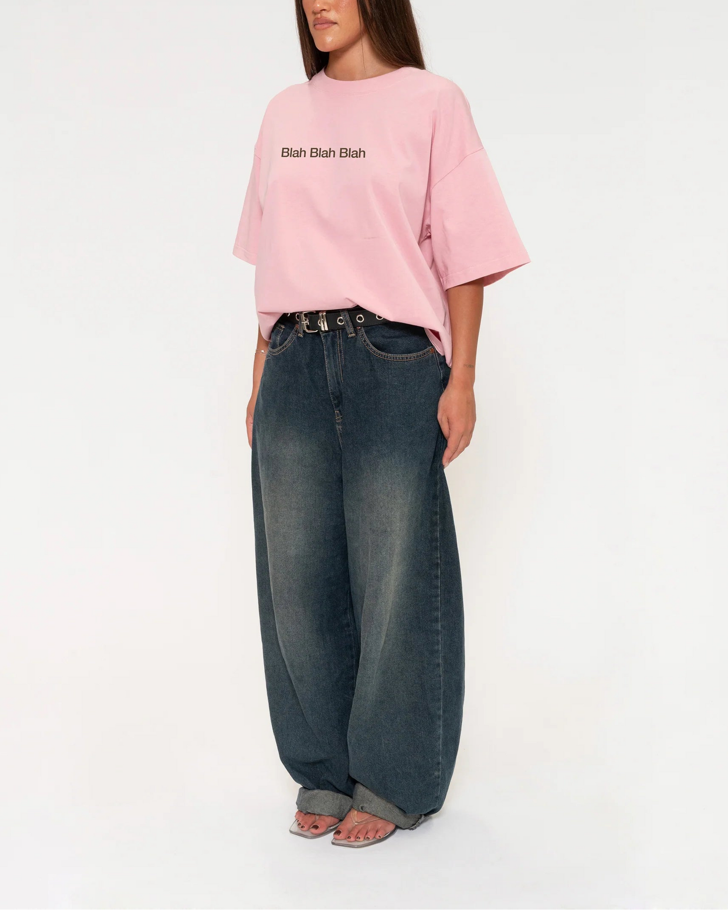 Blah Blah Blah Boxy Crop Tee – Oversized Cotton Graphic Tee