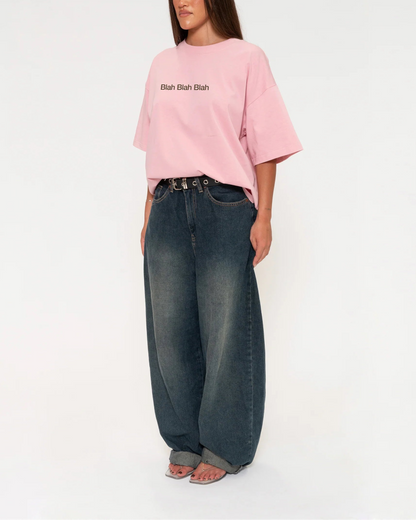 Blah Blah Blah Boxy Crop Tee – Oversized Cotton Graphic Tee