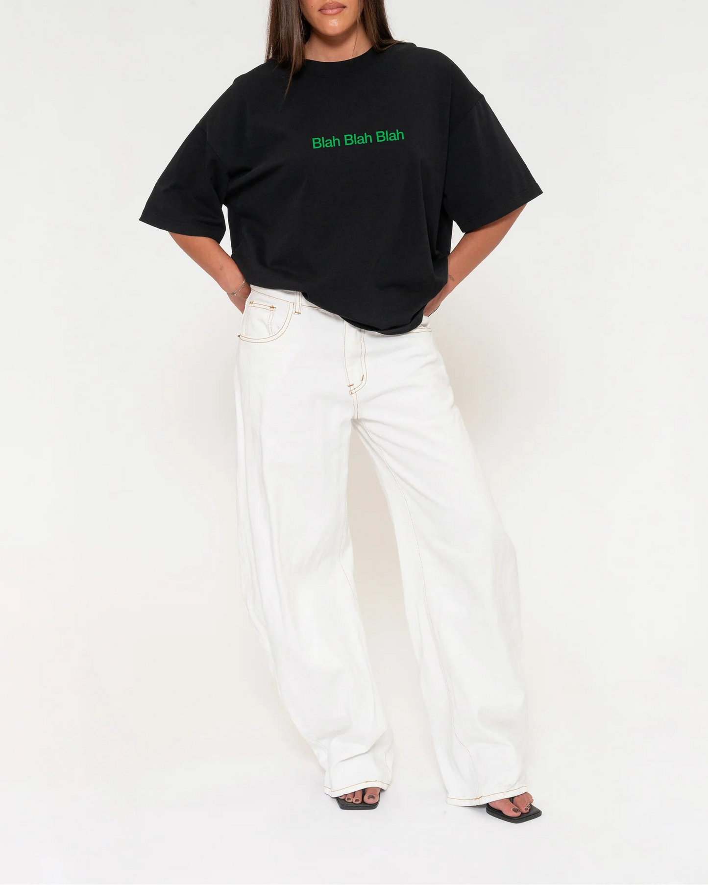 Blah Blah Blah Boxy Crop Tee – Oversized Cotton Graphic Tee