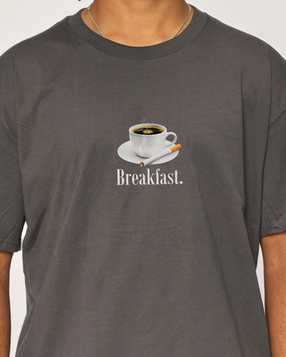 Breakfast Coffee T-Shirt – Charcoal colorway front view