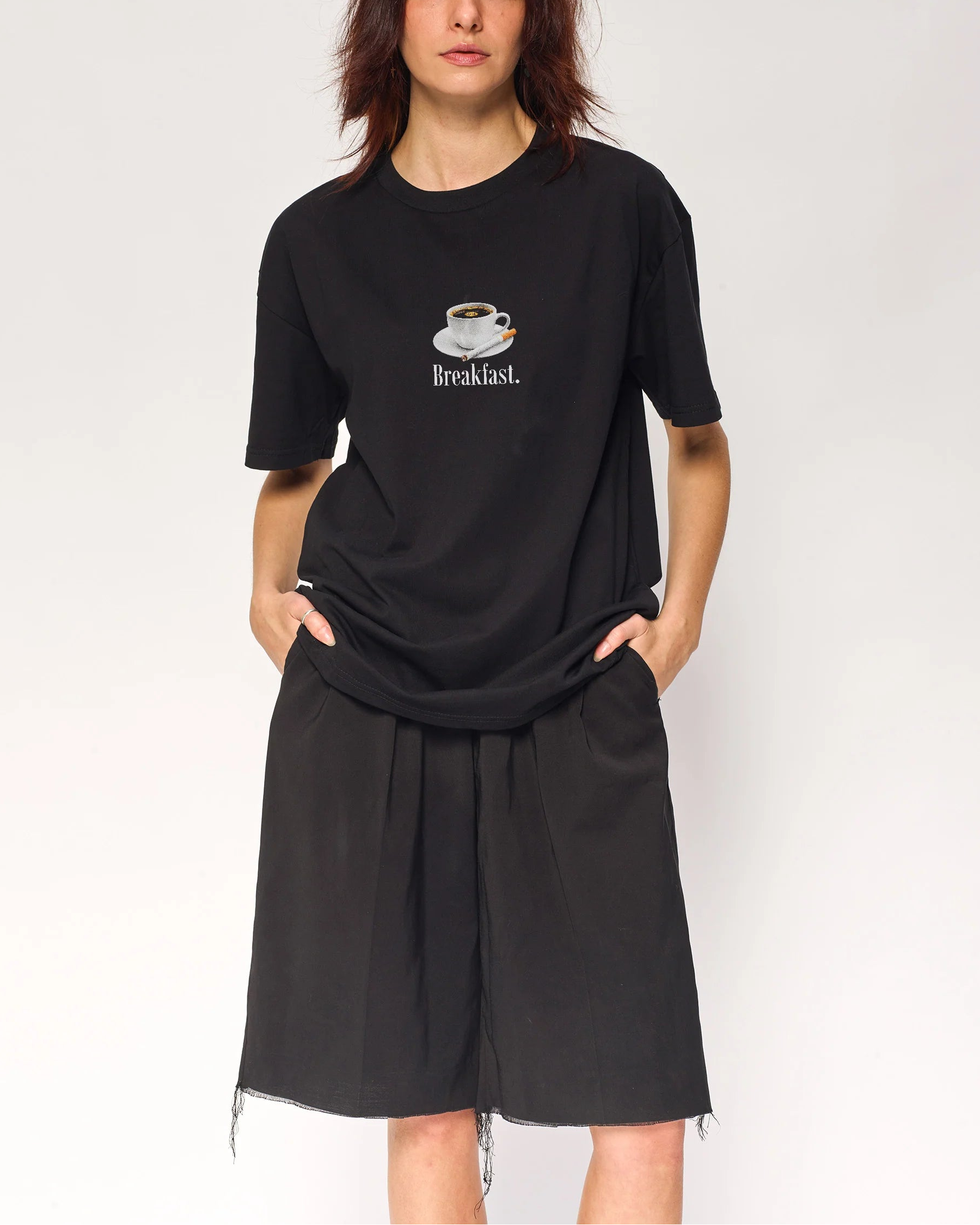 Breakfast Coffee T-Shirt – Black colorway front view