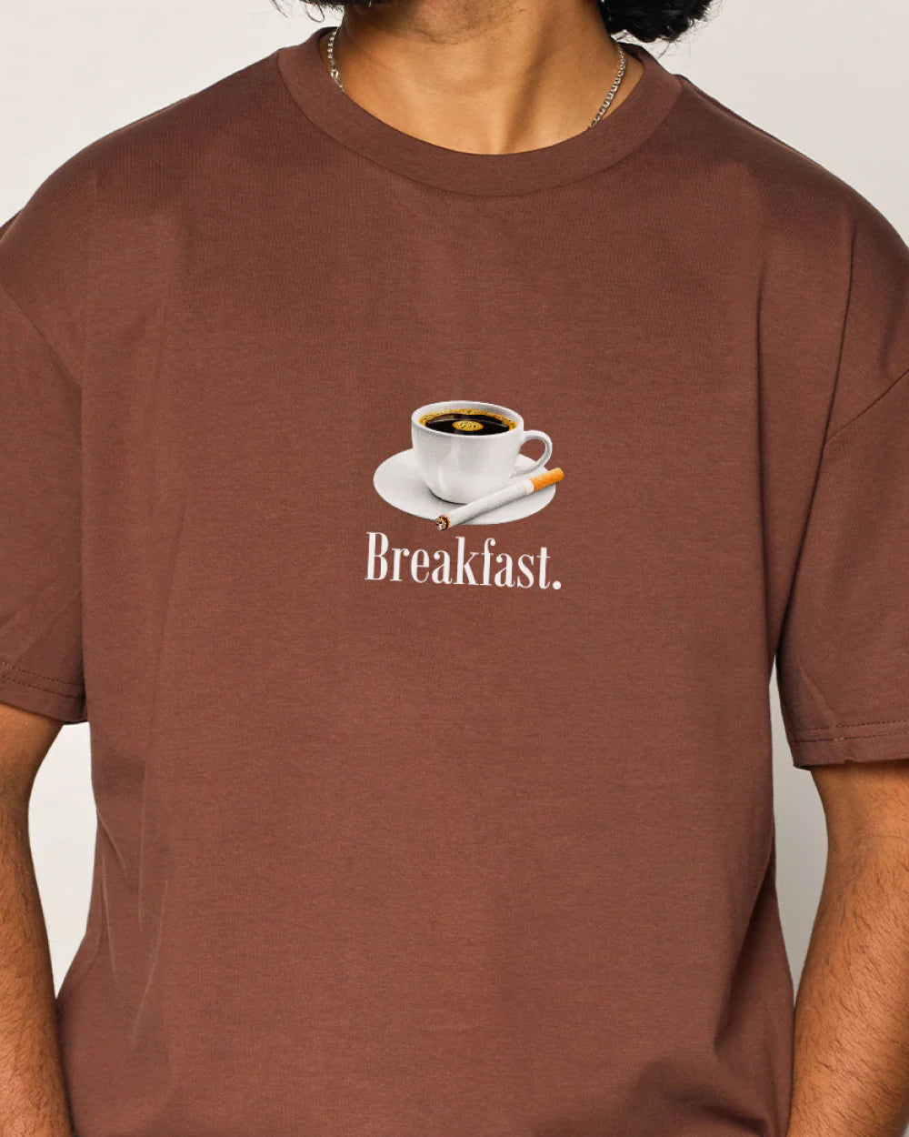 Breakfast Coffee T-Shirt – Brown colorway front view