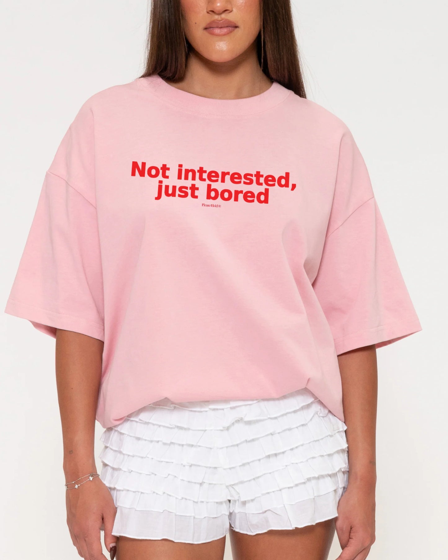 Not Interested, Just Bored Boxy Crop Tee - Oversized Crop Top