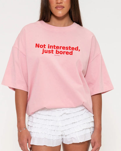 Not Interested, Just Bored Boxy Crop Tee - Oversized Crop Top