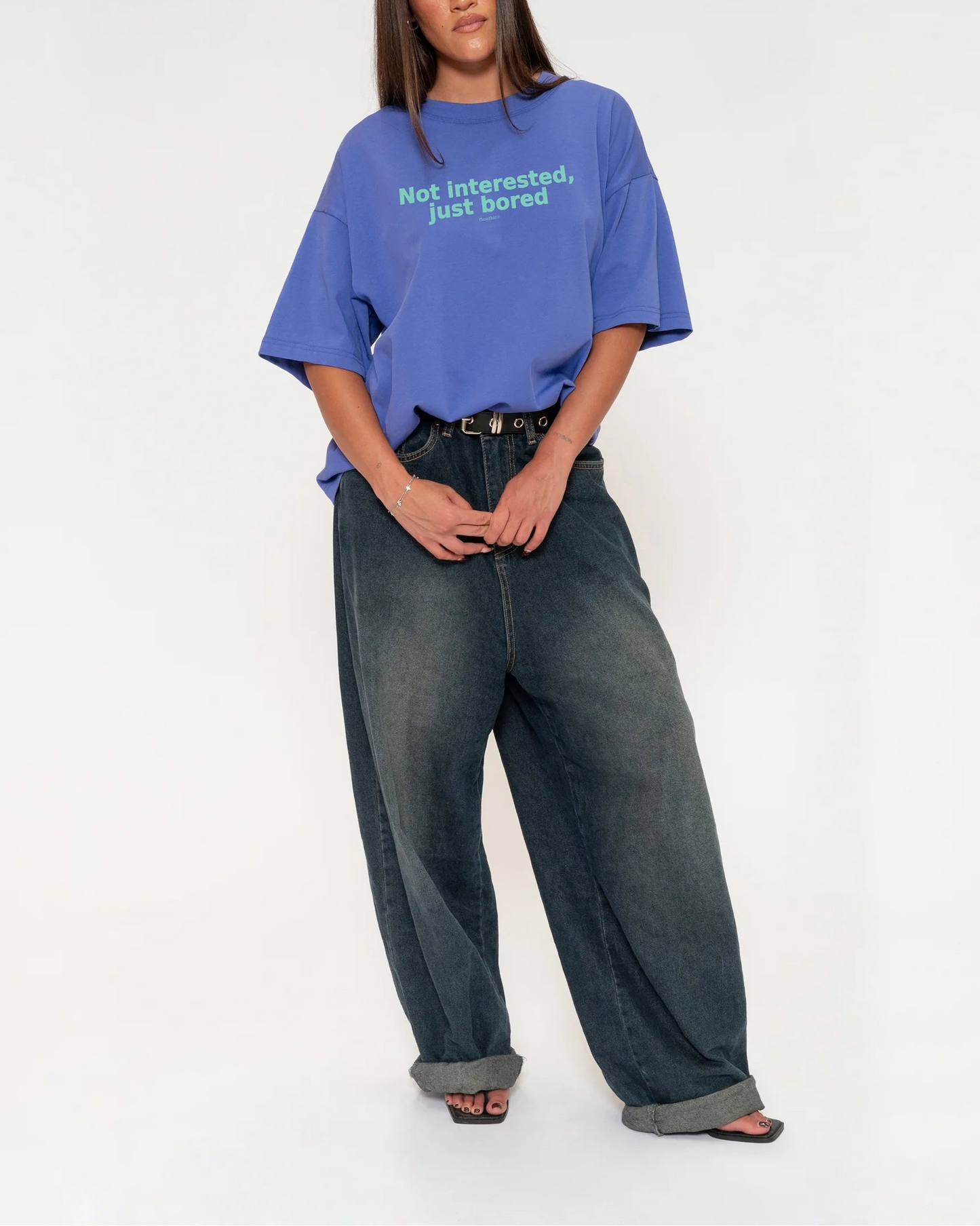 Not Interested, Just Bored Boxy Crop Tee - Oversized Crop Top