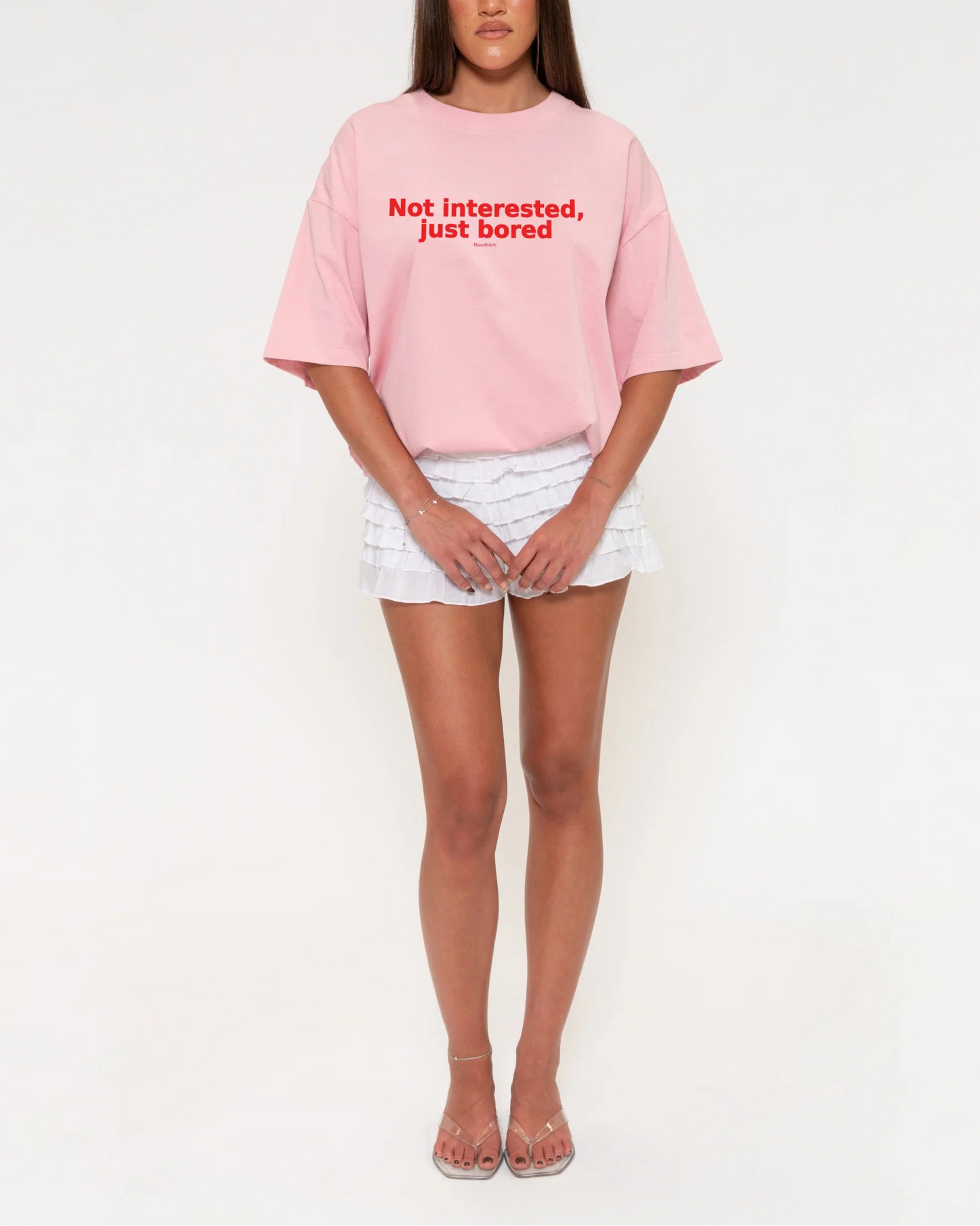Not Interested, Just Bored Boxy Crop Tee - Oversized Crop Top
