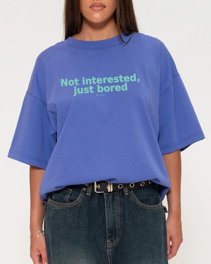 Not Interested, Just Bored Boxy Crop Tee - Oversized Crop Top
