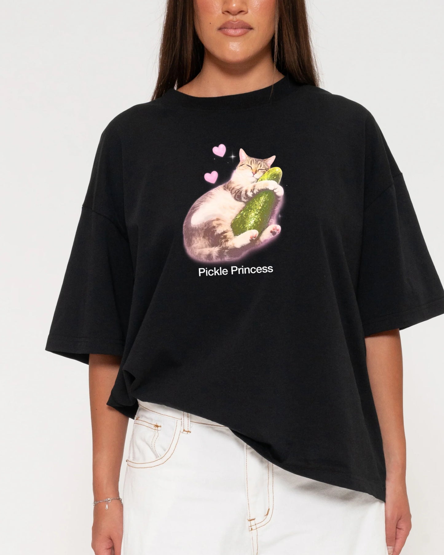 Pickle Princess Boxy Crop Tee - 100% Cotton Oversized Crop Top