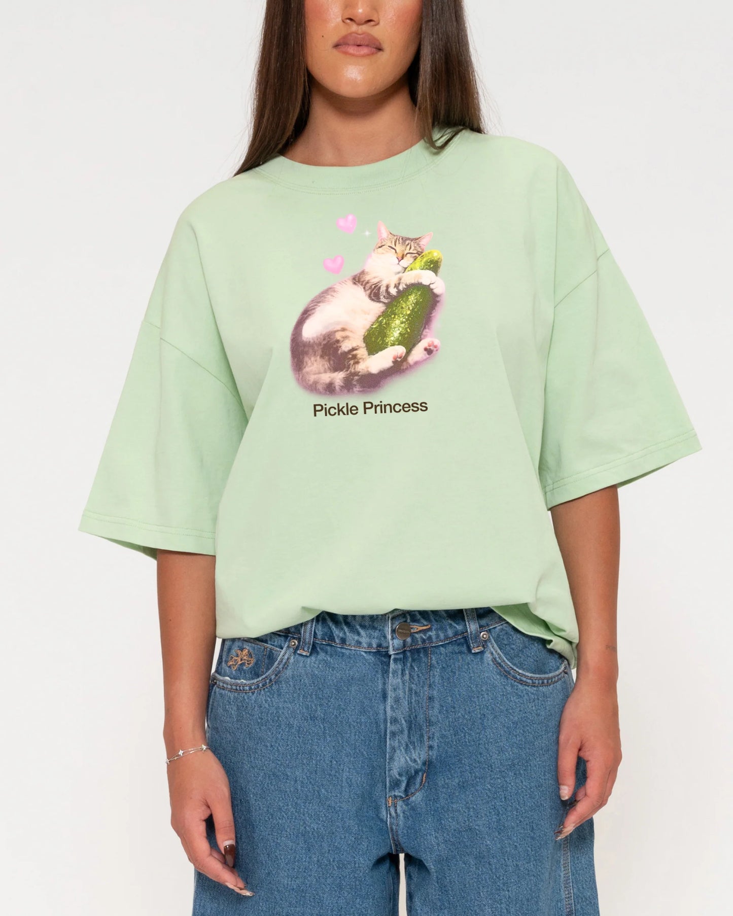 Pickle Princess Boxy Crop Tee - 100% Cotton Oversized Crop Top