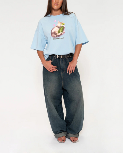 Pickle Princess Boxy Crop Tee - 100% Cotton Oversized Crop Top