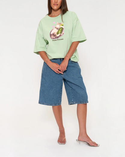 Pickle Princess Boxy Crop Tee - 100% Cotton Oversized Crop Top