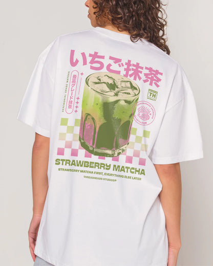 Strawberry Matcha Graphic Tee – Natural colorway front view